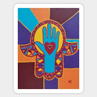 Healing Hand Hamsa by Harriette Knight Sticker